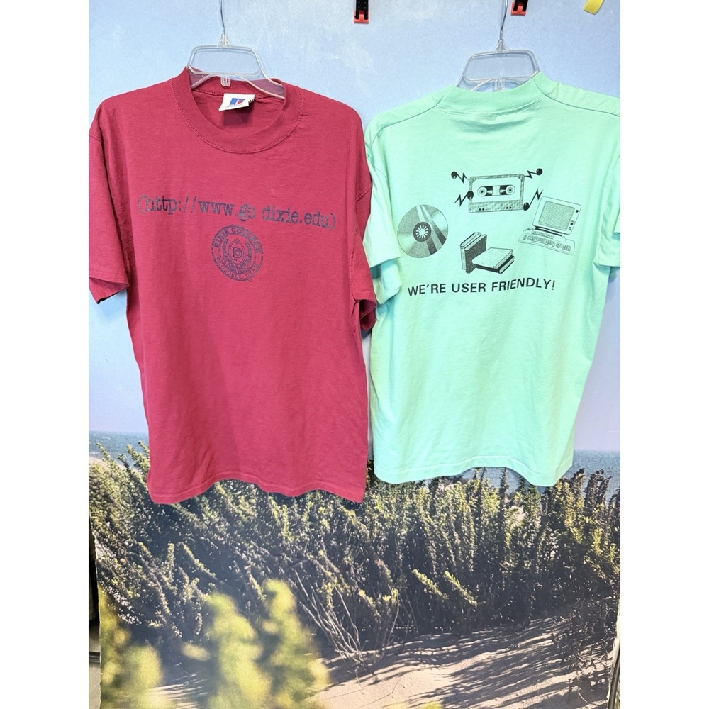 Two St George Dixie College Y2K Vintage T Shirt Tech Computer Val A Browning